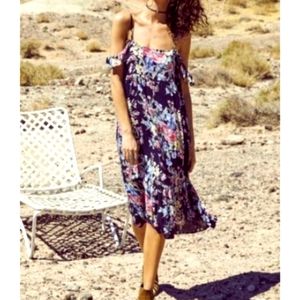 Black floral midi beach house dress